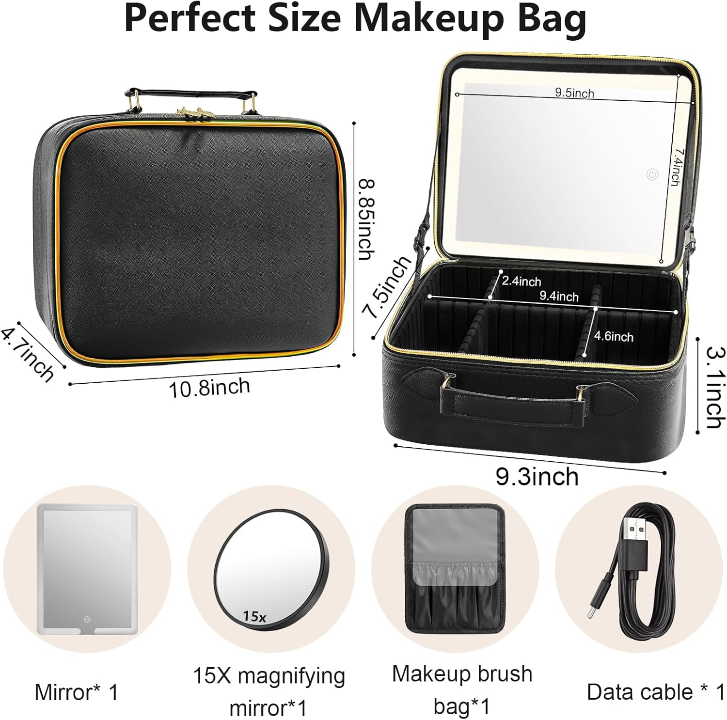 Makeup Bag with LED Mirror